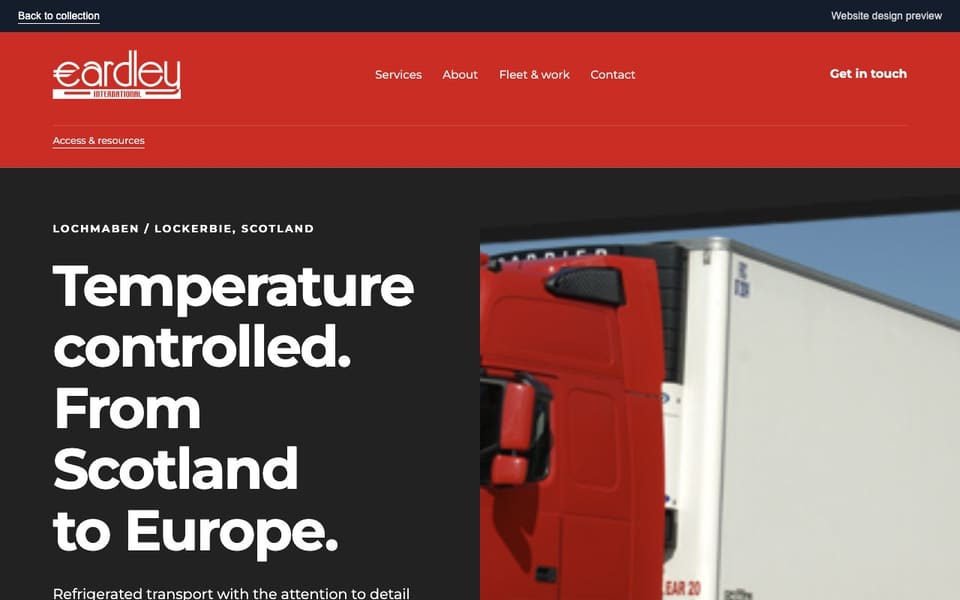 Eardley International independent website redesign concept