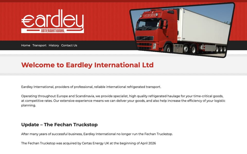 Eardley International existing website, captured 4 October 2026