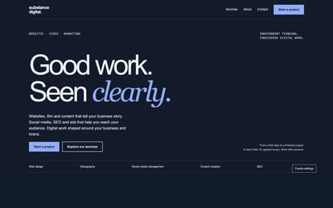 Substance Digital website homepage