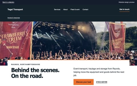 Tegal Transport independent website redesign concept