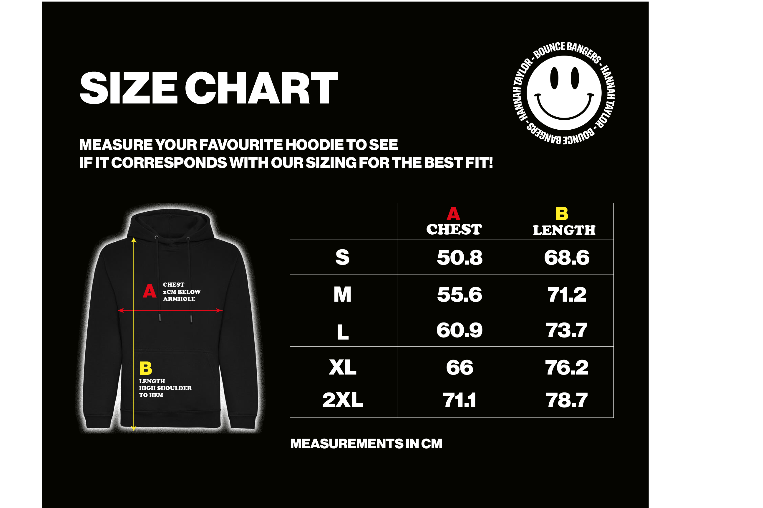 Fruit of the top loom hoodie size chart